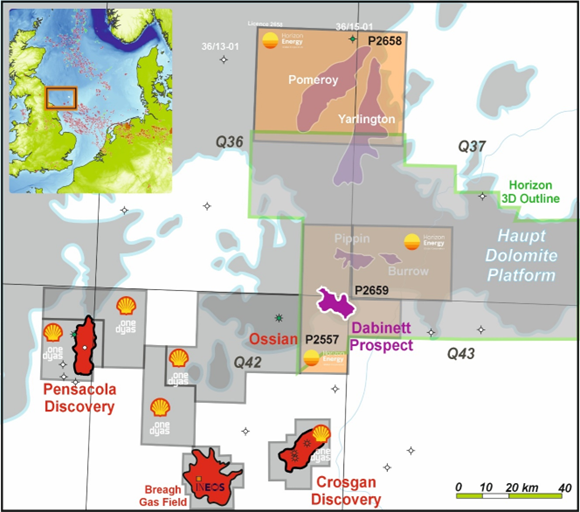 Map showing Dabinett Prospect site location